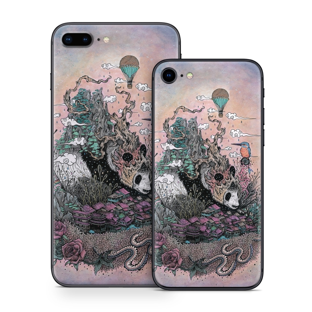 iPhone 8 Series Skin design of Illustration, Art, Fictional character, Printmaking, Marsupial, Graphic design, Rodent, Possum, with gray, black, red, blue, purple colors