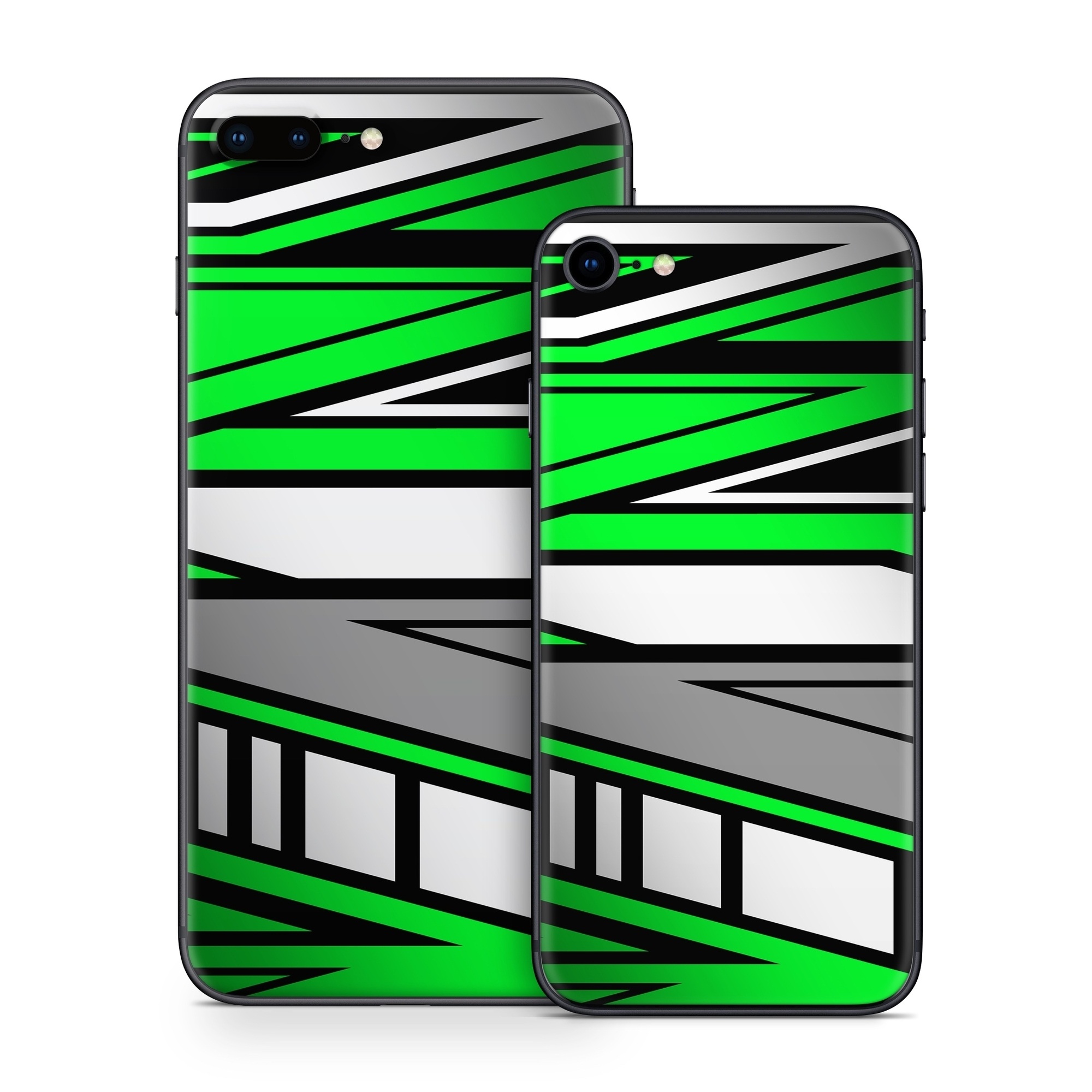 iPhone 8 Series Skin design of Colorfulness, Green, Rectangle, Slope, Font, Line, Material property, Parallel, Tints and shades, Graphics, with black, green, white, gray colors