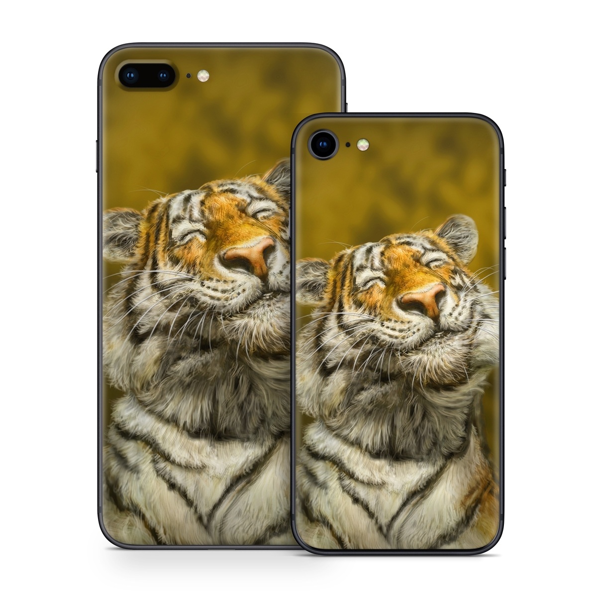 iPhone 8 Series Skin design of Tiger, Vertebrate, Bengal tiger, Mammal, Wildlife, Siberian tiger, Terrestrial animal, Felidae, Snout, Whiskers, with black, white, orange, yellow colors