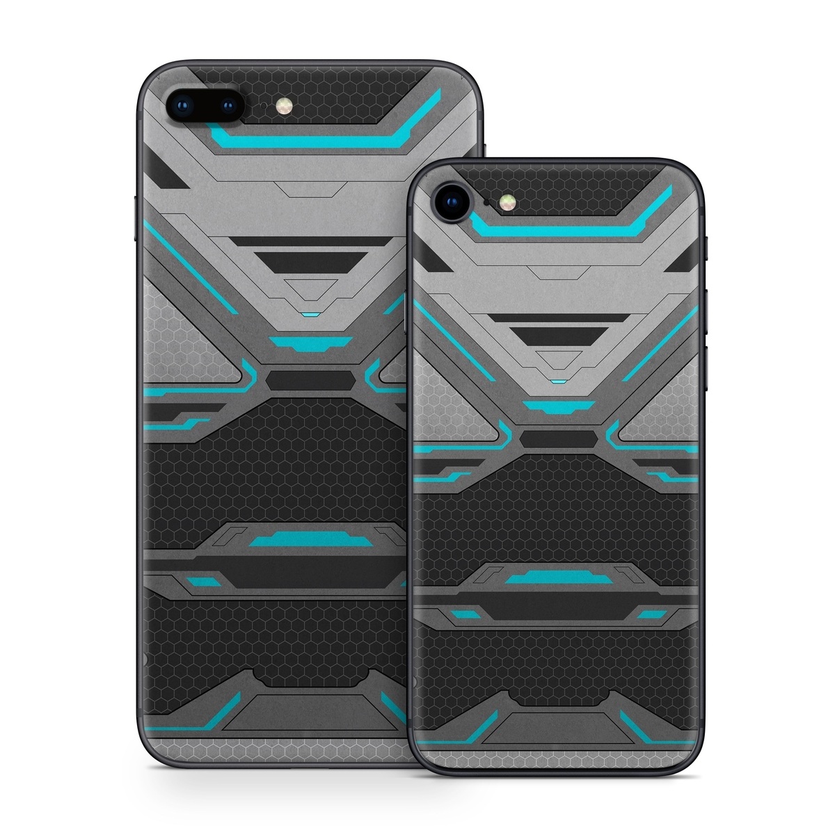 iPhone 8 Series Skin design of Blue, Turquoise, Pattern, Teal, Symmetry, Design, Line, Automotive design, Font, with black, gray, blue colors