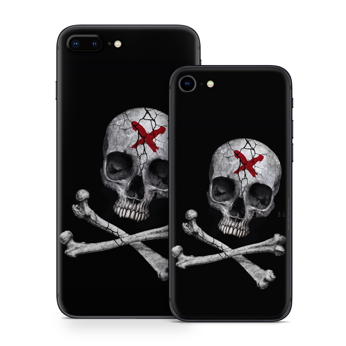 iPhone 8 Series Skin design of Bone, Skull, Skeleton, Jaw, Illustration, Animation, Fictional character, Still life photography, with black, white, gray colors