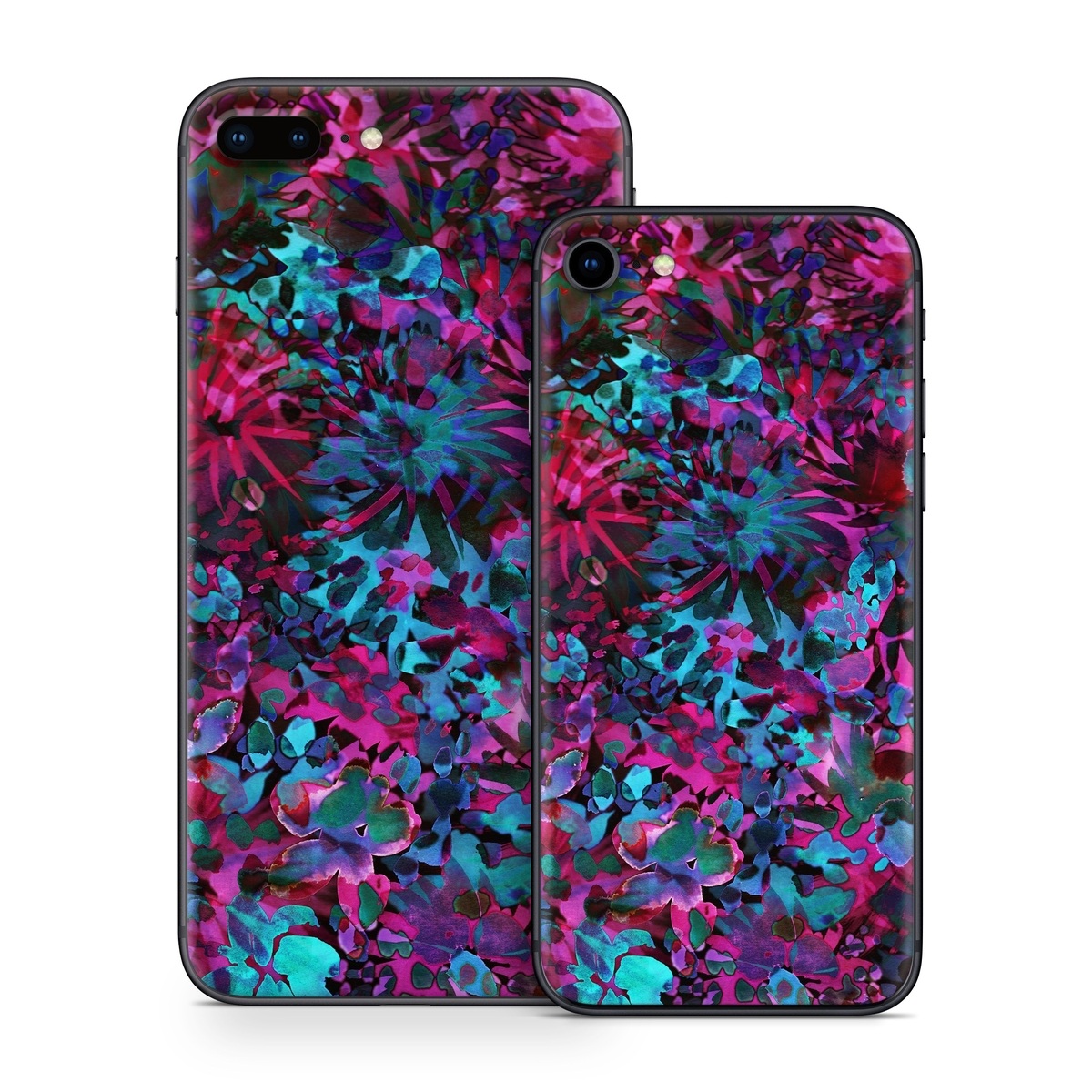 iPhone 8 Series Skin design of Pink, Purple, Violet, Lilac, Flower, Leaf, Plant, Magenta, Botany, Pattern, with black, pink, purple, blue, green colors