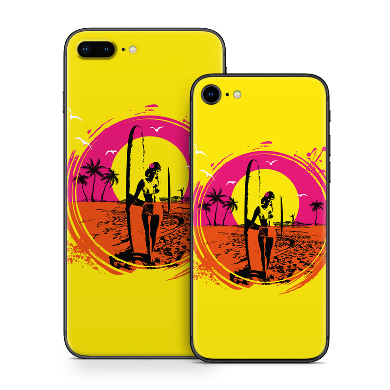 iPhone 8 Series Skin design of Palm trees, Graphic design, Graphics, Surfing--Equipment and supplies, Surfboard, Silhouette