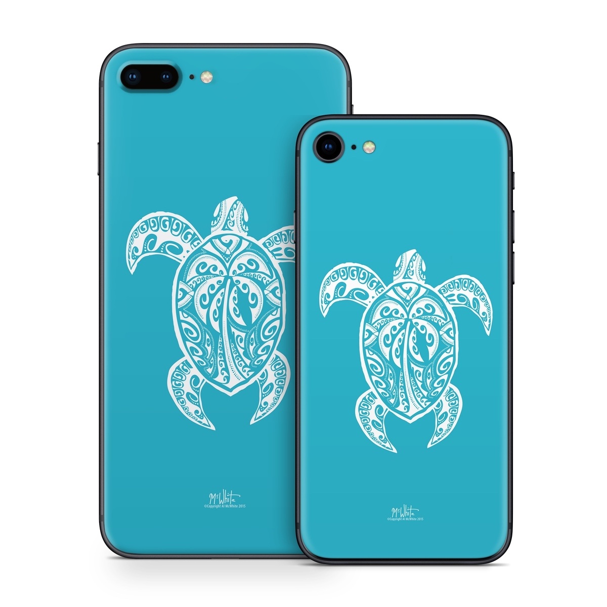 iPhone 8 Series Skin design of Sea turtle, Turtle, Green sea turtle, Reptile, Illustration, with blue, white colors