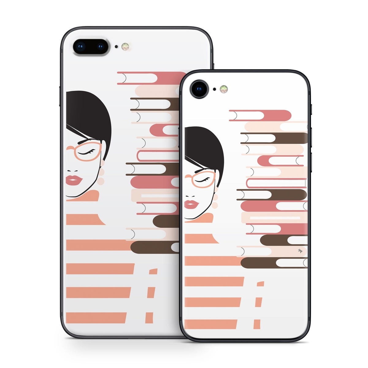 iPhone 8 Series Skin design of Eyebrow, Gesture, Font, Carmine, Graphics, Thumb, Art, Illustration, Graphic design, Lipstick, with white, black, pink, brown, red colors