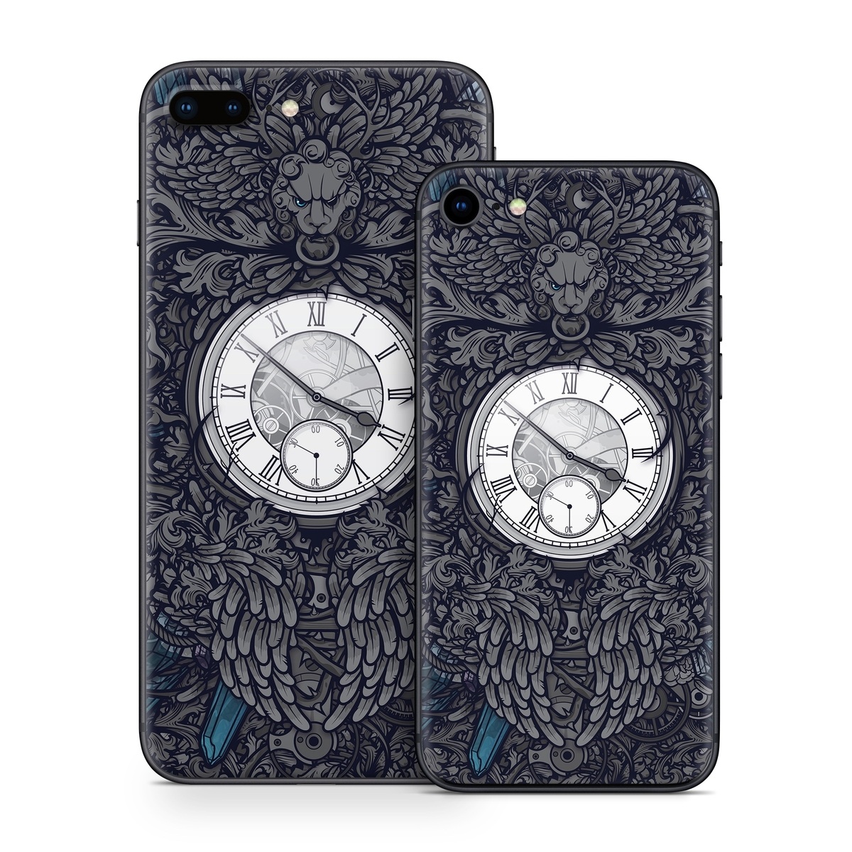 iPhone 8 Series Skin design of Blue, Pattern, Psychedelic art, Design, Circle, Art, Font, Graphic design, Visual arts, Illustration, with black, gray colors