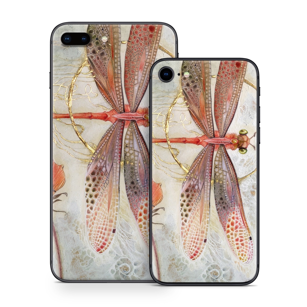 iPhone 8 Series Skin design of Watercolor paint, Botany, Flower, Illustration, Floral design, Painting, Plant, Coquelicot, Art, Still life photography, with red, yellow, gray colors