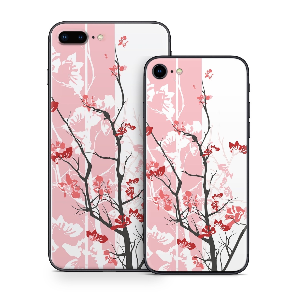 iPhone 8 Series Skin design of Branch, Red, Flower, Plant, Tree, Twig, Blossom, Botany, Pink, Spring, with white, pink, gray, red, black colors