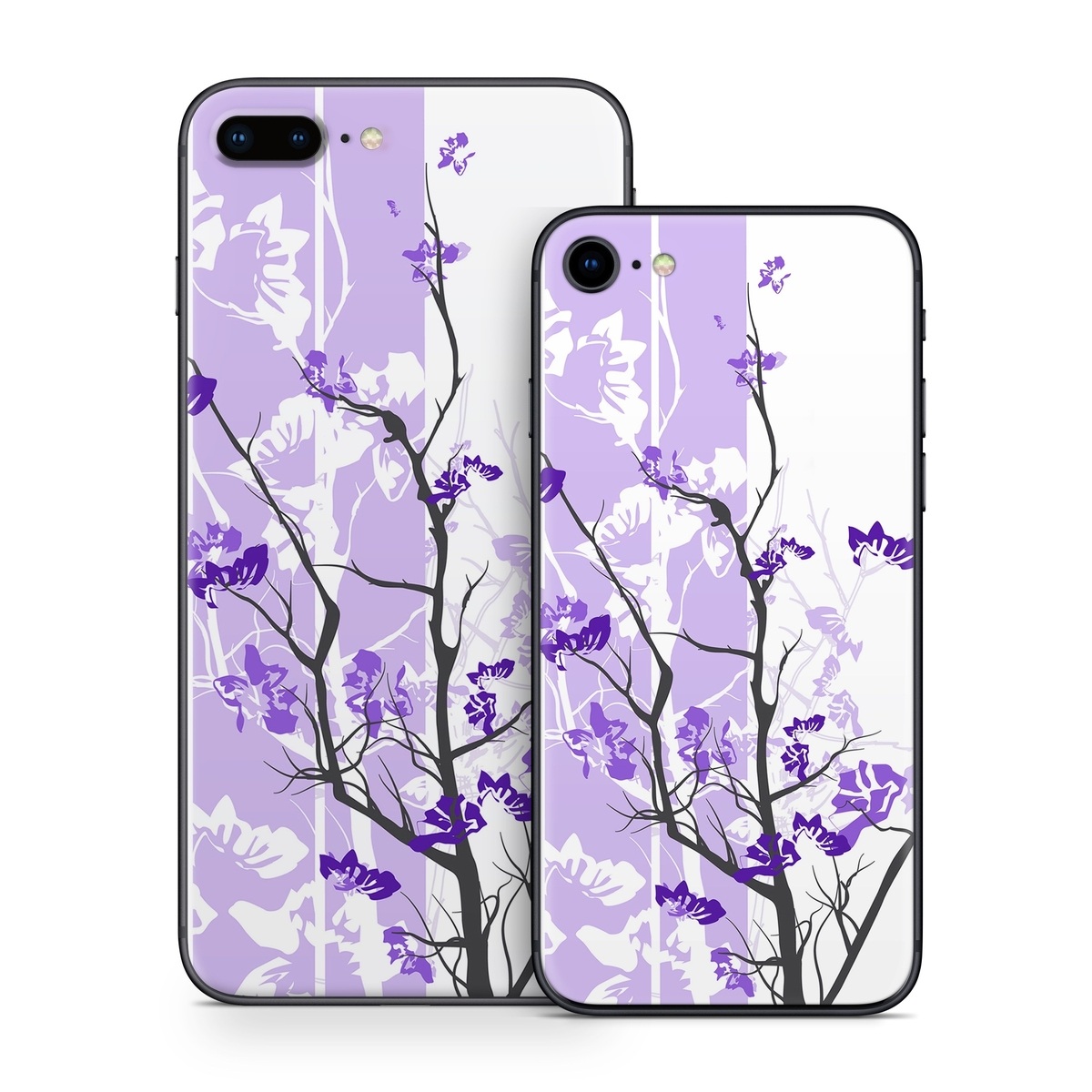 iPhone 8 Series Skin design of Branch, Purple, Violet, Lilac, Lavender, Plant, Twig, Flower, Tree, Wildflower, with white, purple, gray, pink, black colors