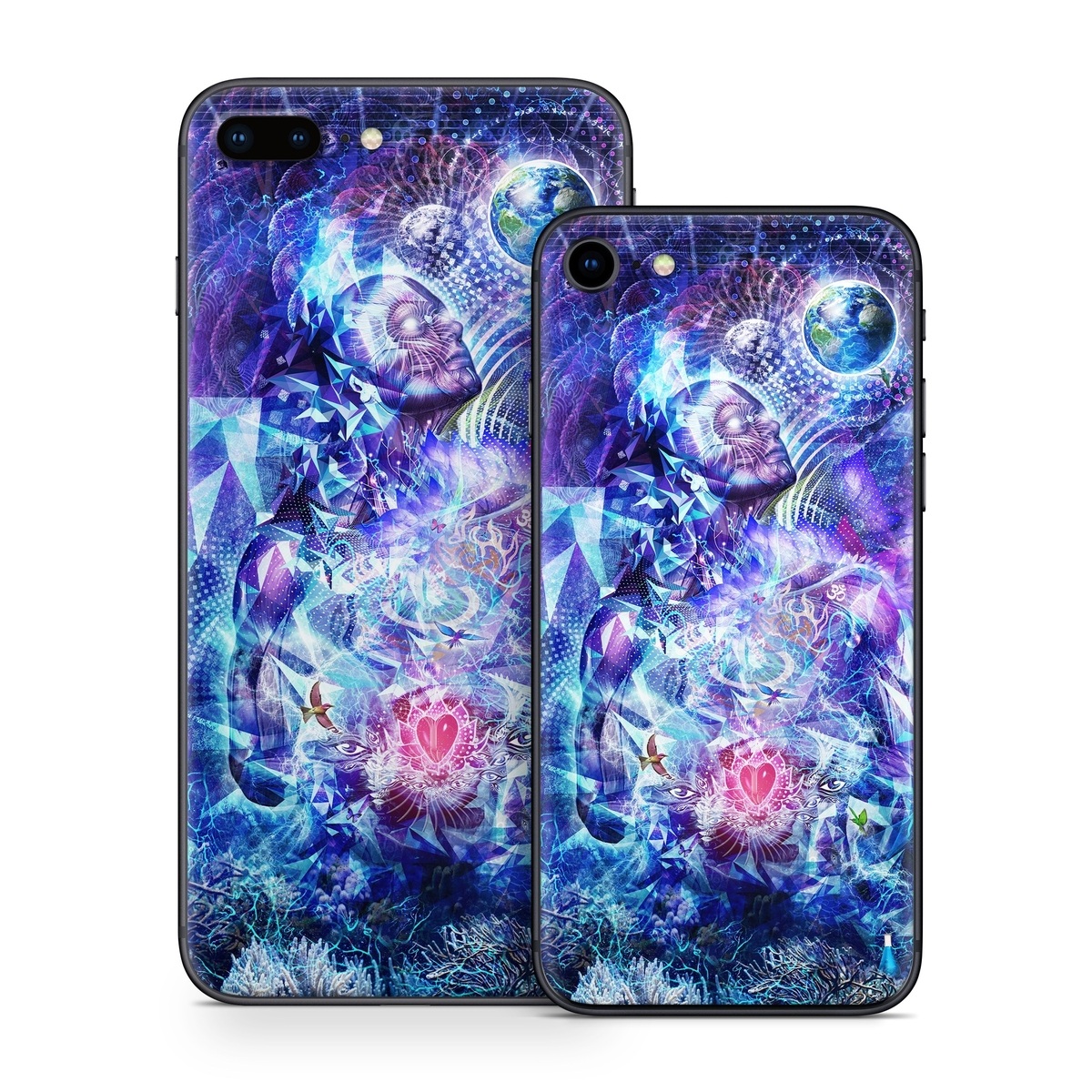 iPhone 8 Series Skin design of Blue, Purple, Violet, Lavender, Majorelle blue, Psychedelic art, Electric blue, Organism, Art, Design, with blue, green, purple, red, pink colors