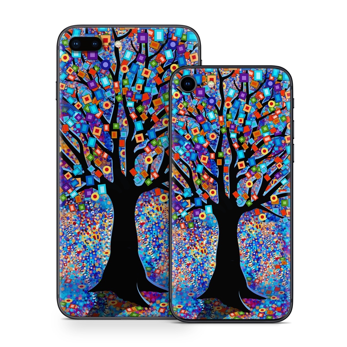iPhone 8 Series Skin design of Psychedelic art, Modern art, Art, with black, blue, red, orange, yellow, green, purple colors