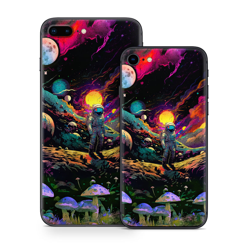 iPhone 8 Series Skin design of Light, Nature, Purple, Umbrella, Plant, Art, Terrestrial plant, Natural landscape, Astronomical object, Space, with black, white, purple, red, gray, orange, yellow, blue, green, brown colors