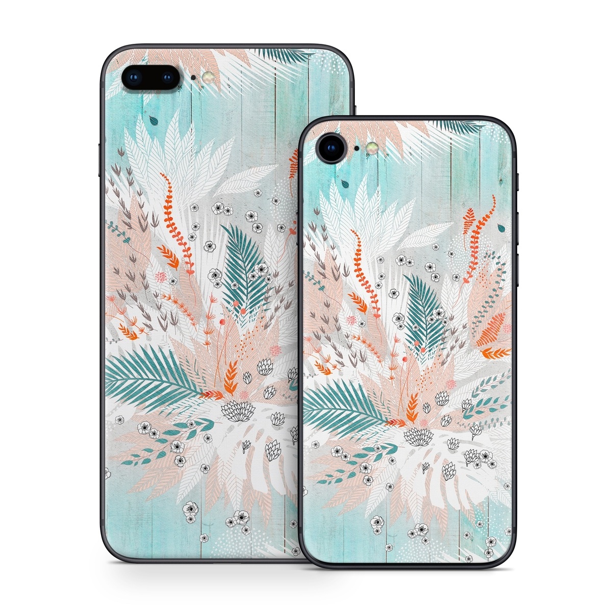 iPhone 8 Series Skin design of Aqua, Turquoise, Graphic design, Line, Teal, Illustration, Watercolor paint, Design, Tree, Pattern, with blue, red, orange, white, gray colors