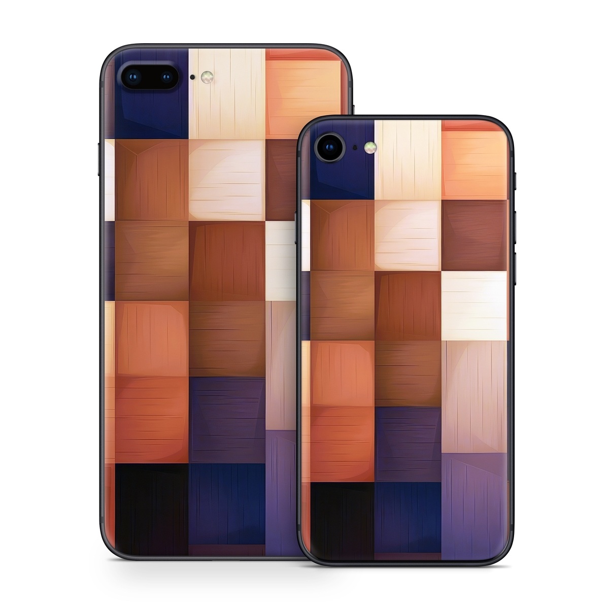 iPhone 8 Series Skin design of Brown, Light, Rectangle, Product, Wood, Blue, Orange, Amber, Textile, Wood stain, with yellow, orange, red, black, brown, blue, purple colors