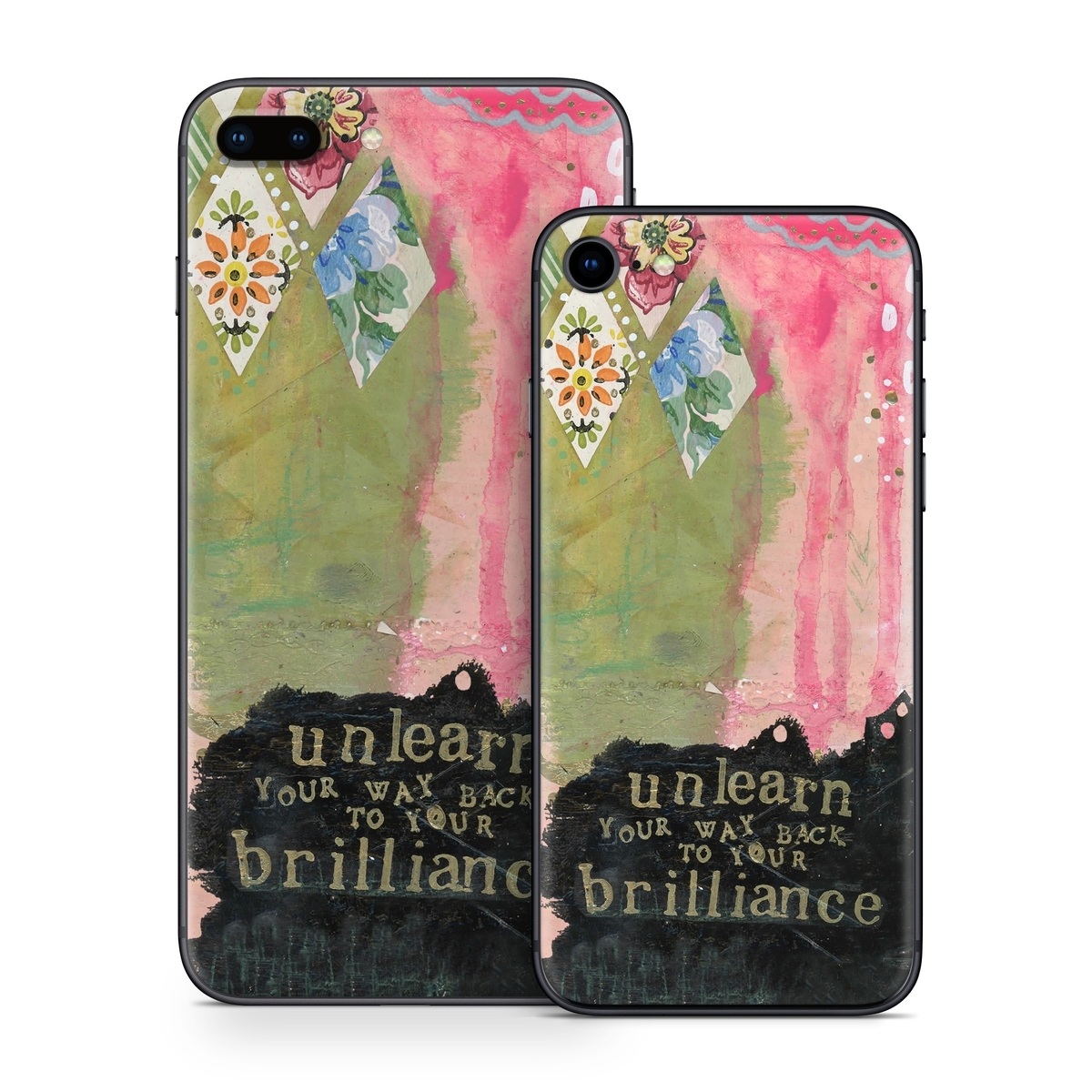 iPhone 8 Series Skin design of Green, Pink, Textile, Pattern, Art, Visual arts, Magenta, Linens, Quilting, with red, pink, black, green colors