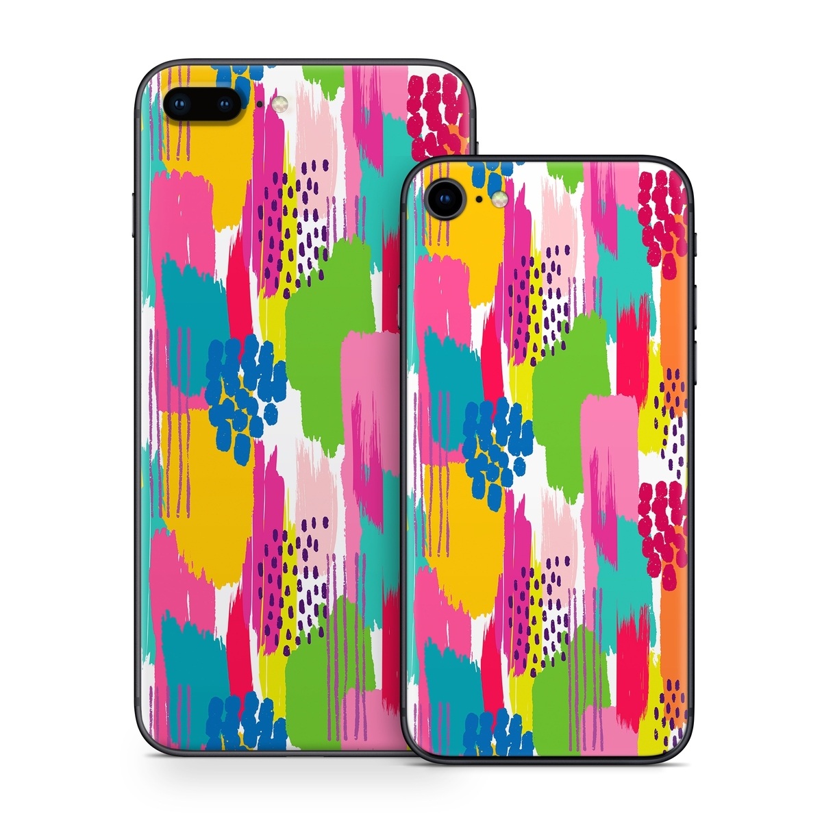iPhone 8 Series Skin design of Colorfulness, Textile, Rectangle, Font, Line, Painting, Art, Magenta, Material property, Pattern, with white, pink, yellow, orange, blue, red colors
