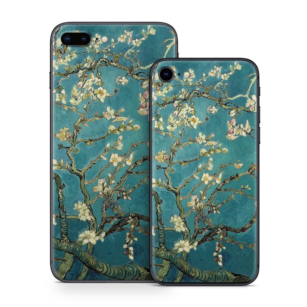iPhone 8 Series Skin design of Tree, Branch, Plant, Flower, Blossom, Spring, Woody plant, Perennial plant, with blue, black, gray, green colors