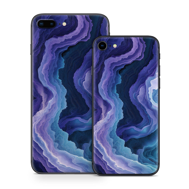 iPhone 8 Series Skin design of Blue, Purple, Fractal art, with purple, blue, white, black colors