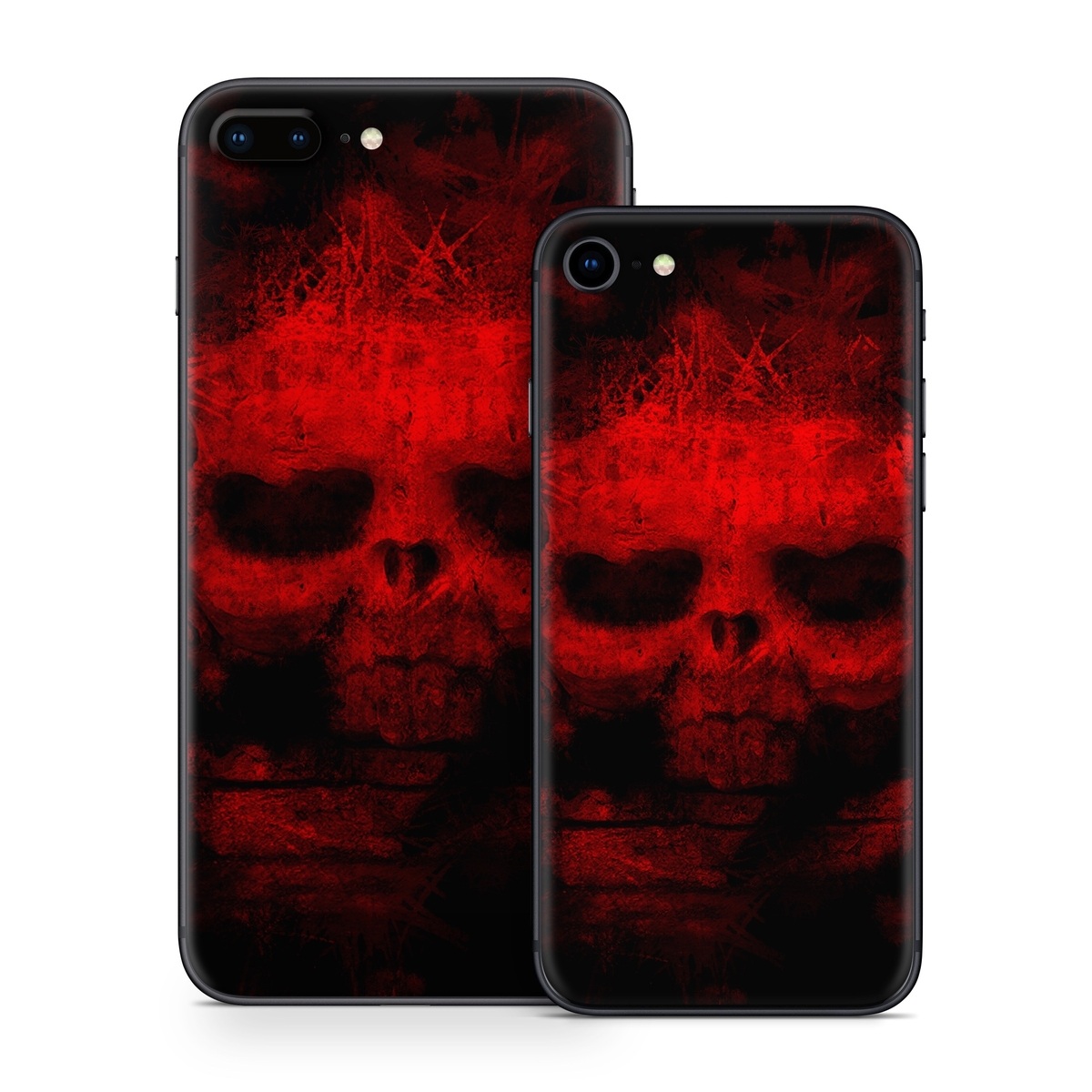 iPhone 8 Series Skin design of Red, Skull, Bone, Darkness, Mouth, Graphics, Pattern, Fiction, Art, Fractal art, with black, red colors