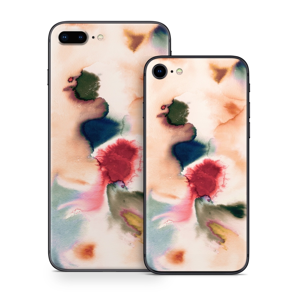 iPhone 8 Series Skin design of Petal, Pink, Creative arts, Plant, Tints and shades, Art, Pattern, Porcelain, Close-up, Natural material, with white, blue, red, brown, orange, yellow, green colors
