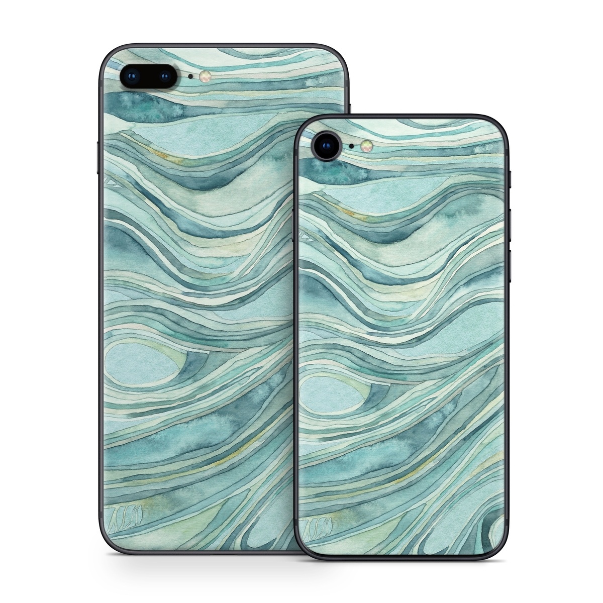 iPhone 8 Series Skin design of Aqua, Blue, Pattern, Turquoise, Teal, Water, Design, Line, Wave, Textile, with gray, blue colors