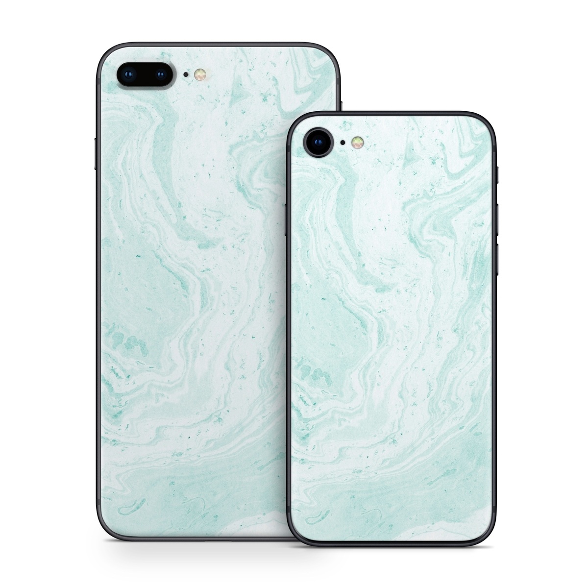 iPhone 8 Series Skin design of White, Aqua, Pattern, with green, blue colors