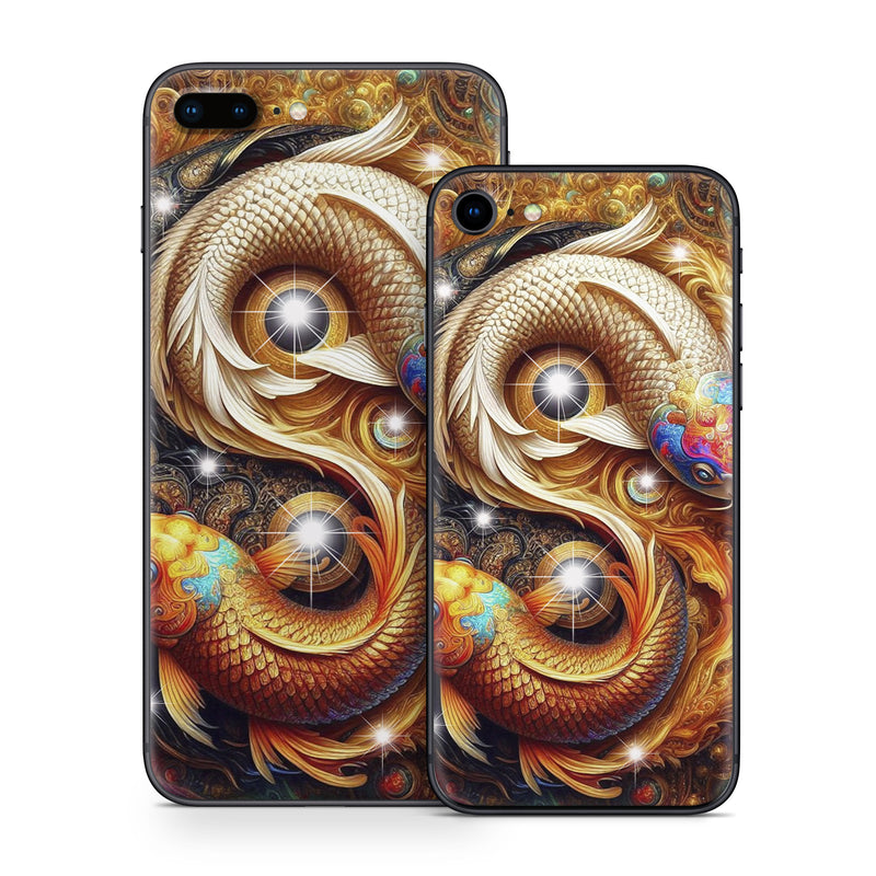 iPhone 8 Series Skin design of Fractal art, Graphic design, Design, Fictional character, Graphics, Mythical creature, Modern art, Scaled reptiles, Mythology, Serpent, with red, orange, yellow, brown, blue, green, white, black colors