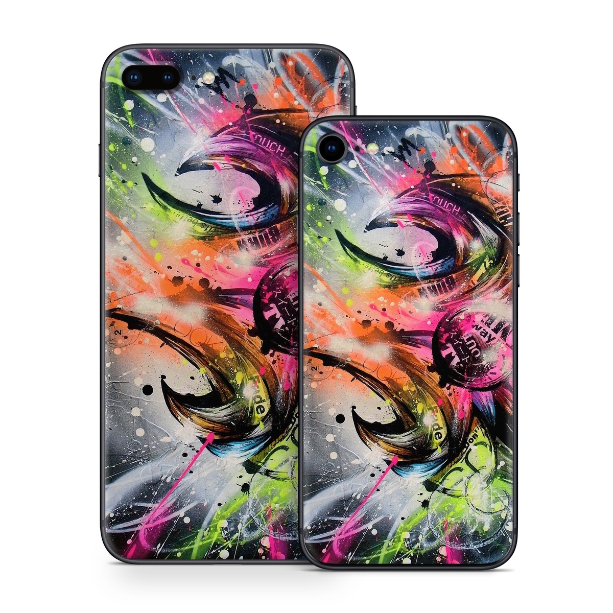 iPhone 8 Series Skin design of Graphic design, Fractal art, Art, Illustration, Design, Graphics, Cg artwork, Font, Visual arts, Pattern, with black, gray, red, green, purple, blue colors