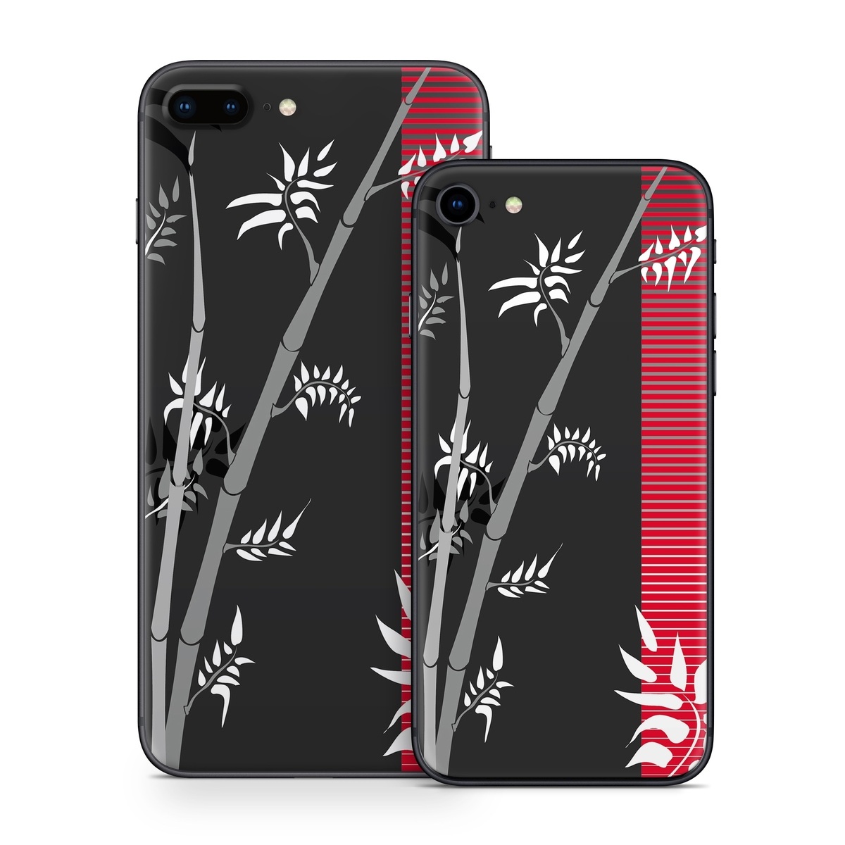 iPhone 8 Series Skin design of Tree, Branch, Plant, Graphic design, Bamboo, Illustration, Plant stem, Black-and-white, with black, red, gray, white colors
