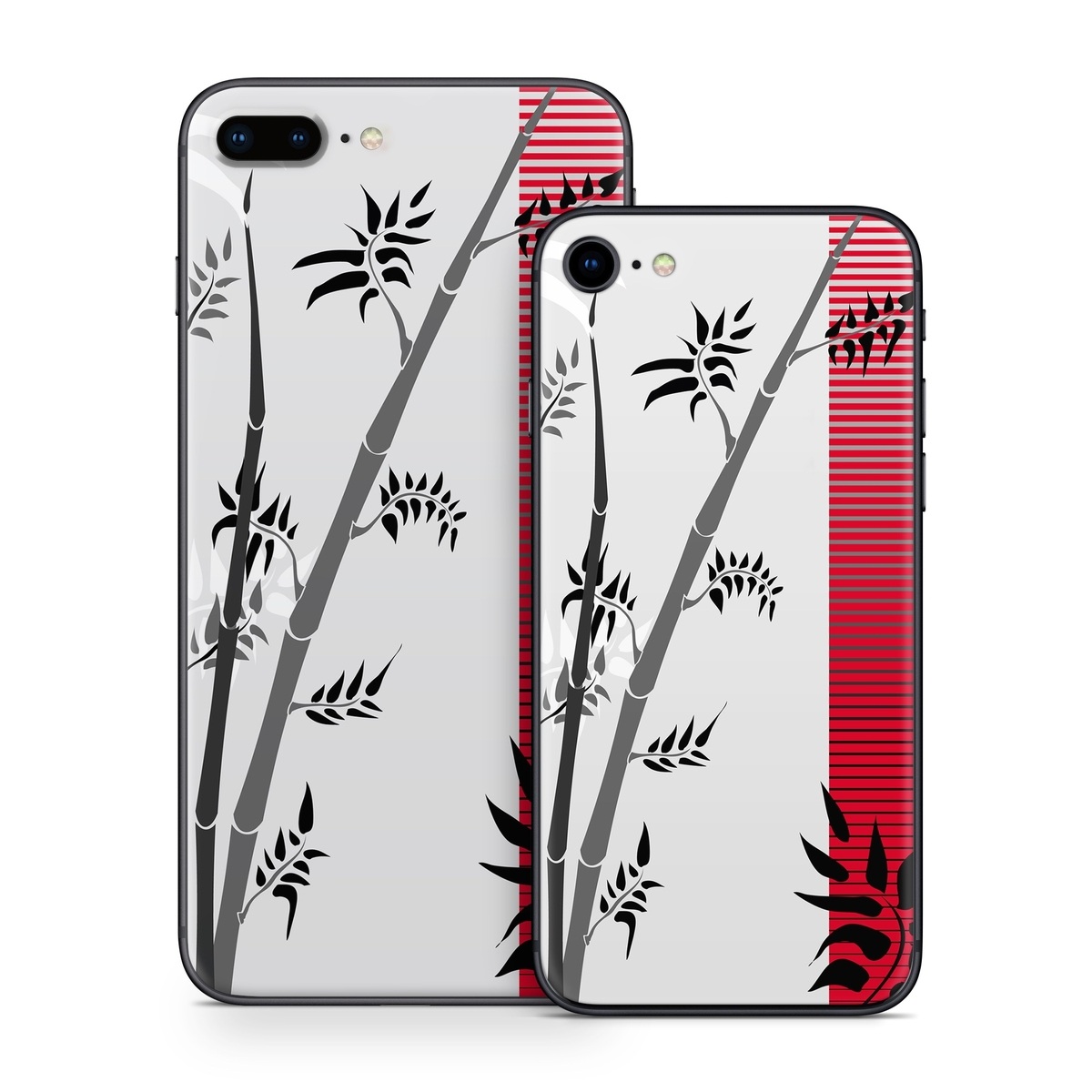 iPhone 8 Series Skin design of Botany, Plant, Branch, Plant stem, Tree, Bamboo, Pedicel, Black-and-white, Flower, Twig, with gray, red, black, white colors