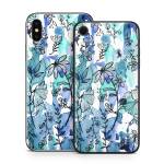 Blue Ink Floral iPhone X Series Skin