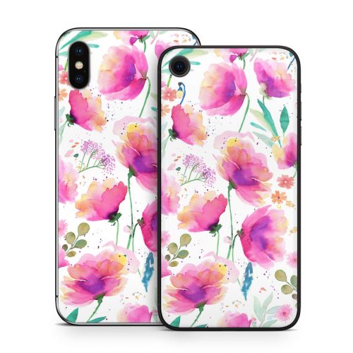 Abstract Pink Poppies iPhone X Series Skin