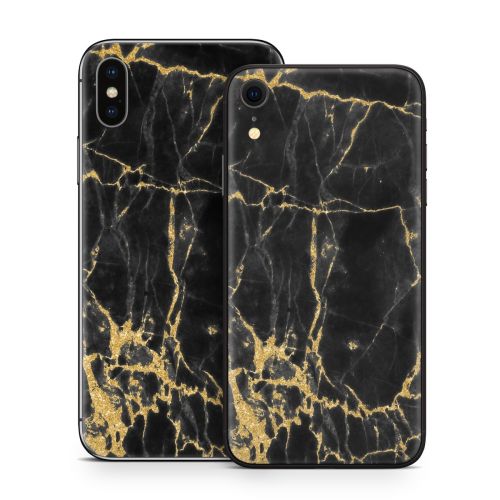 Black Gold Marble iPhone X Series Skin