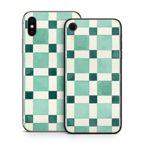 Checker Mosaic Green iPhone X Series Skin