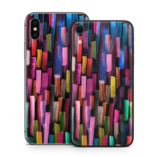 Colorful Brushstrokes Black iPhone X Series Skin