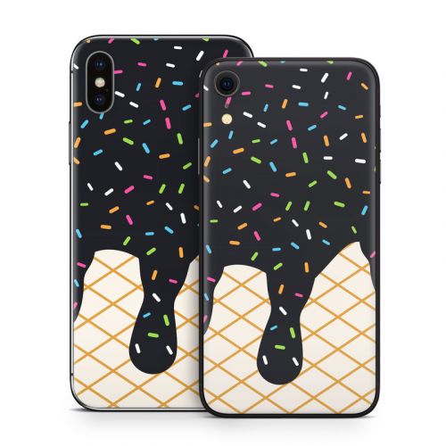 Black Ice Cream Drip iPhone X Series Skin