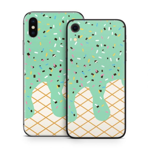 Mint Chocolate Chip Ice Cream Drip iPhone X Series Skin