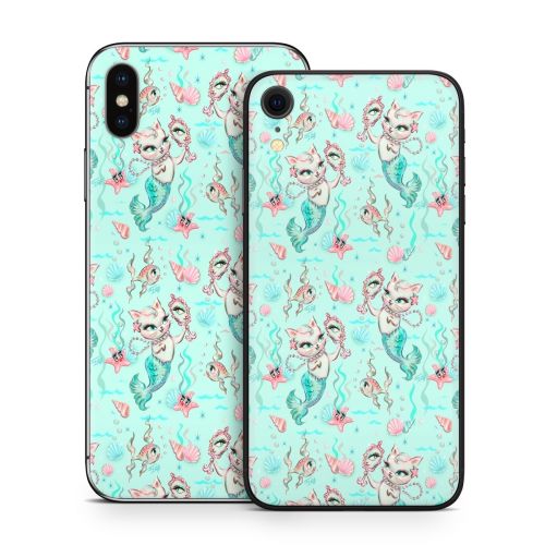 Merkittens with Pearls Aqua iPhone X Series Skin
