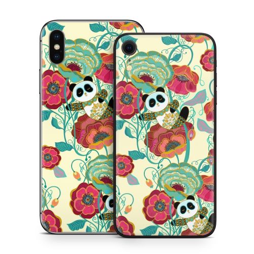 Panda Flowers iPhone X Series Skin