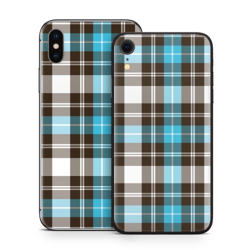 Turquoise Plaid iPhone X Series Skin