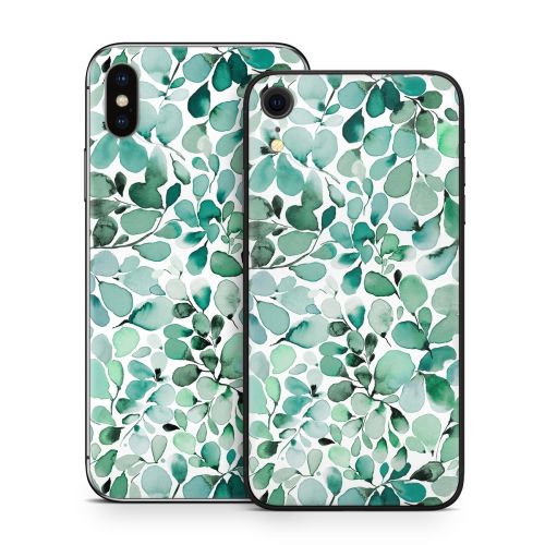 Watercolor Eucalyptus Leaves iPhone X Series Skin