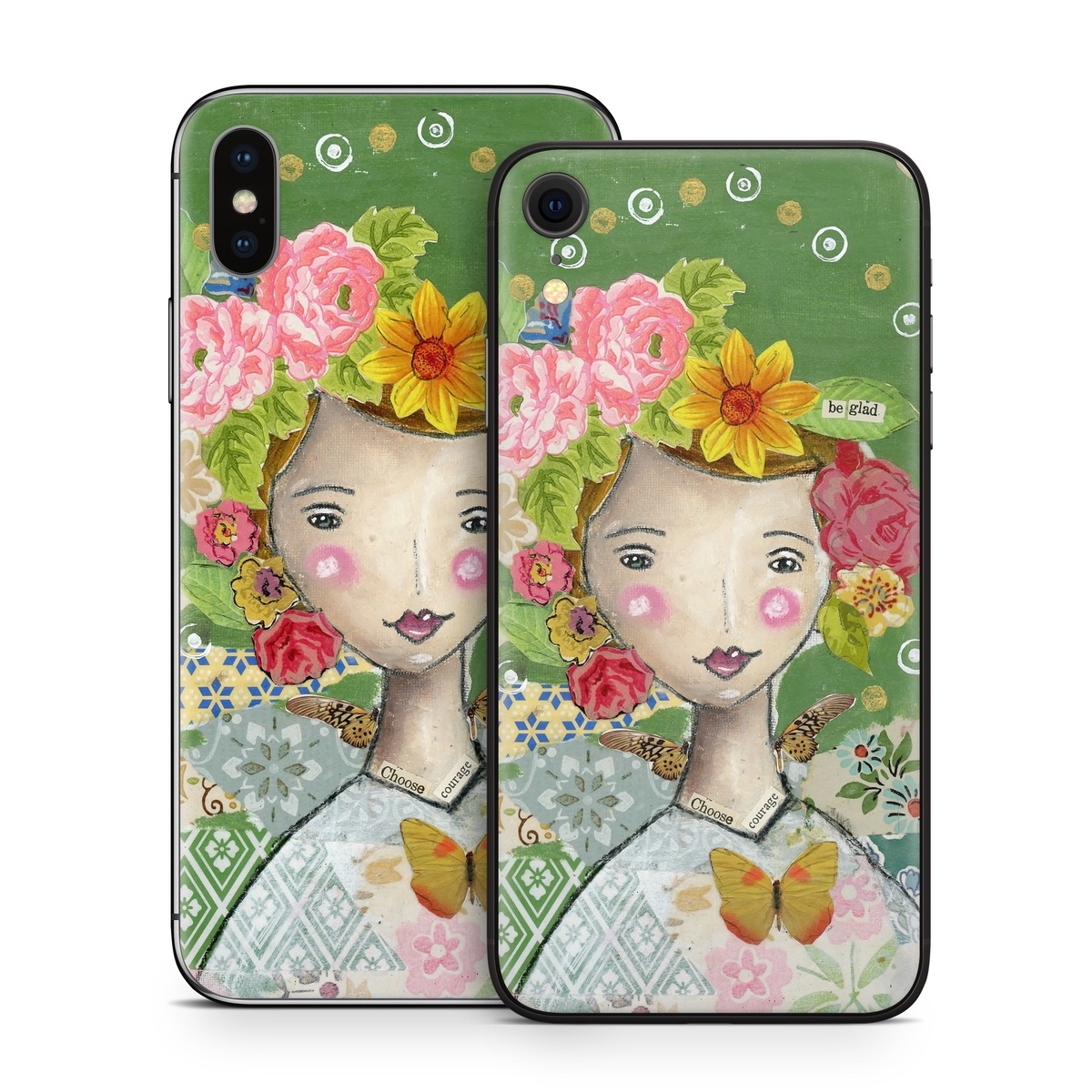 iPhone XS Skin design of Watercolor paint, Illustration, Art, Painting, Plant, Flower, Visual arts, Paint, Child art, Acrylic paint, with green, pink, red, orange, white, blue, brown colors