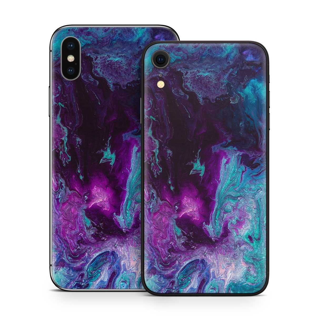 iPhone X Series Skin design of Blue, Purple, Violet, Water, Turquoise, Aqua, Pink, Magenta, Teal, Electric blue, with blue, purple, black colors