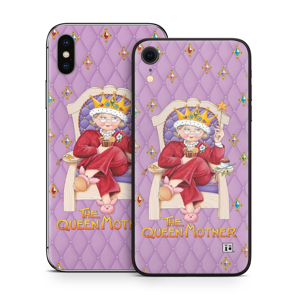 iPhone XS Skin design of Illustration, Art, Blessing, with gray, red, green, pink, purple, orange colors