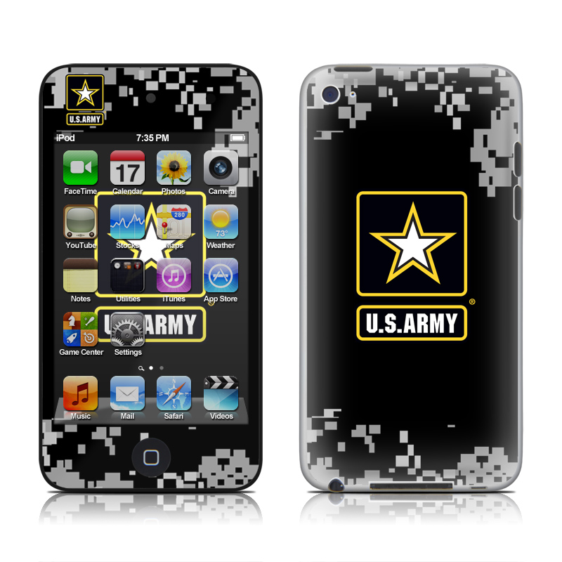 iPod touch 4th Gen Skin design of Logo, Design, Font, Graphics, Pattern, Games, with black, gray, orange, white colors