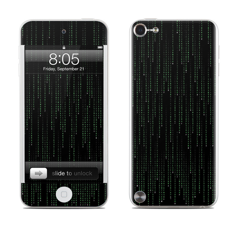 iPod touch 5th Gen Skin design of Green, Black, Pattern, Symmetry, with black colors