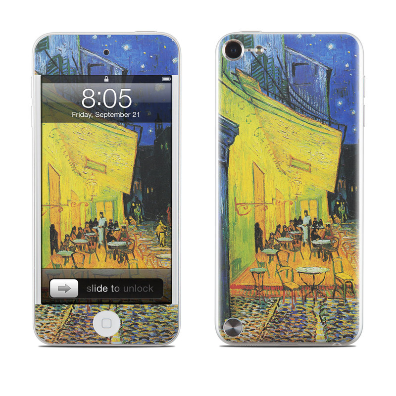 iPod touch 5th Gen Skin design of Painting, Art, Yellow, Watercolor paint, Illustration, Modern art, Visual arts, Street, Infrastructure, Tree, with green, black, blue, gray, red colors