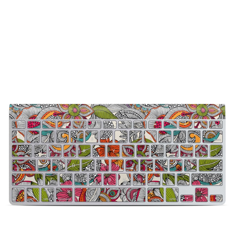 Apple Wireless Keyboard Skin design of Pattern, Drawing, Visual arts, Art, Design, Doodle, Floral design, Motif, Illustration, Textile, with gray, red, black, green, purple, blue colors