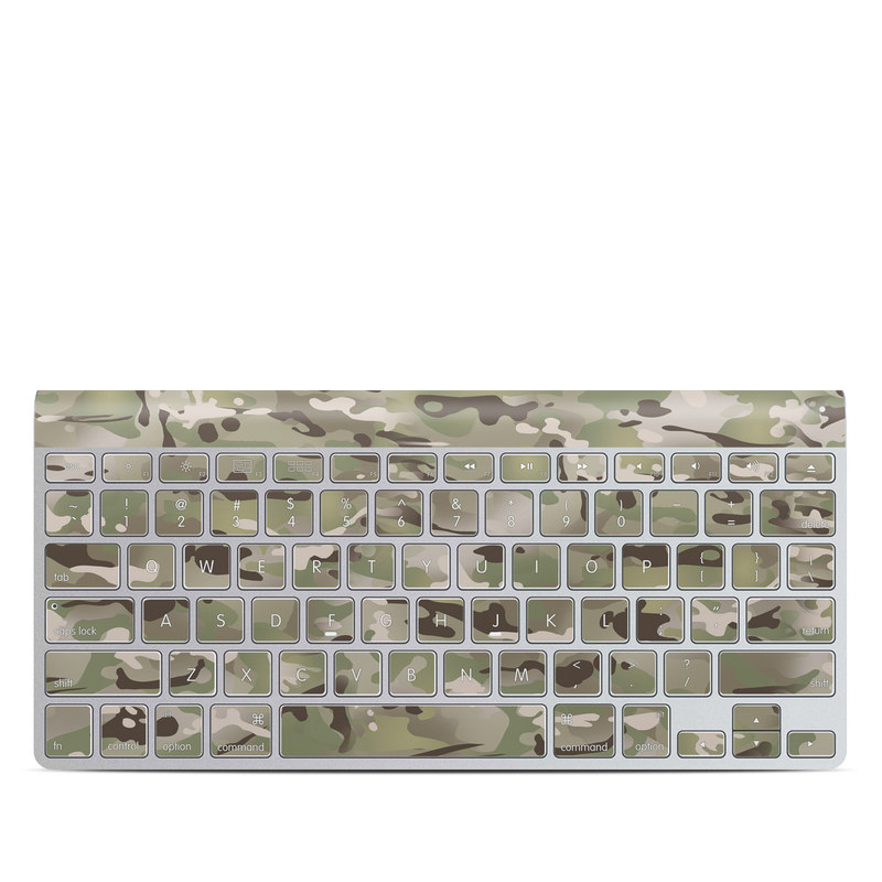 Apple Wireless Keyboard Skin design of Military camouflage, Camouflage, Pattern, Clothing, Uniform, Design, Military uniform, Bed sheet, with gray, green, black, red colors
