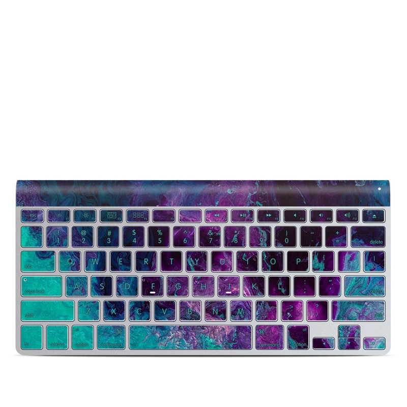 Apple Wireless Keyboard Skin design of Blue, Purple, Violet, Water, Turquoise, Aqua, Pink, Magenta, Teal, Electric blue, with blue, purple, black colors
